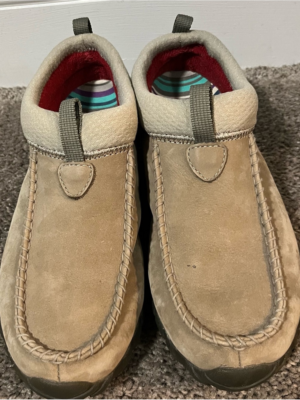 Teva Women’s Tan Suede Slip-On Outdoor Mule Rubber Sole with Lining Size 8